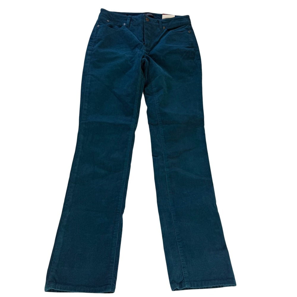 Talbots Flawless Five-Pocket Corduroy Slimming Straight Leg Pants Teal Blue 2